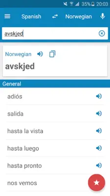 Norwegian-Spanish Dictionary android App screenshot 7